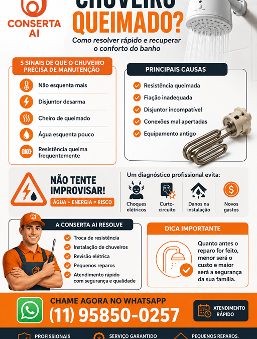 Chuveiro queimado: como resolver rápido e recuperar o conforto do banho